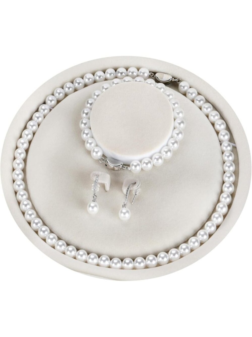 Elegant Pearl Jewelry Set for Women - Necklace, Earrings & Bracelet Combo